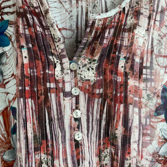 Tolani Collection Boho Tunic Top Blouse Women‎ Size SP Maroon Watercolor Floral - Picture 3 of 11